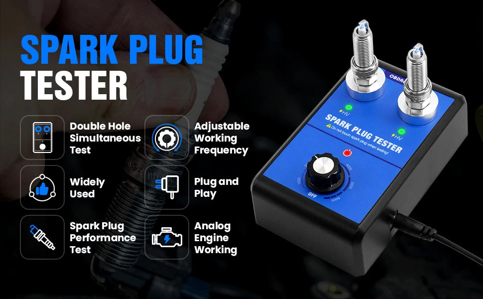 Car Spark Plug Tester Double hole Diagnostic Tool Car 12V Spark Tester 0-6000rpm Auto Engine Ignition Coil  Detector Tools
