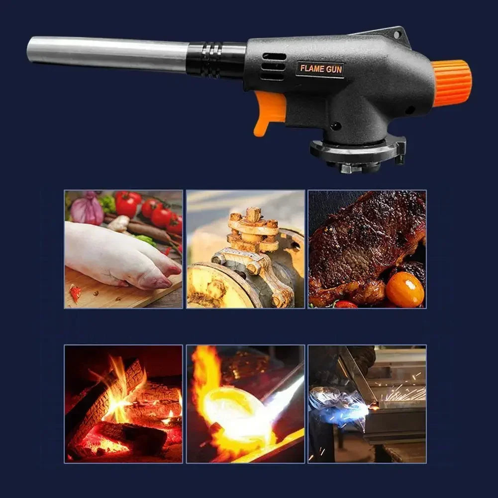 Outdoor Welding Gas Burner Flame Torch Ignition BBQ Cooking Camping Flamethrower Portable Gas Torch for Cooking And Camping