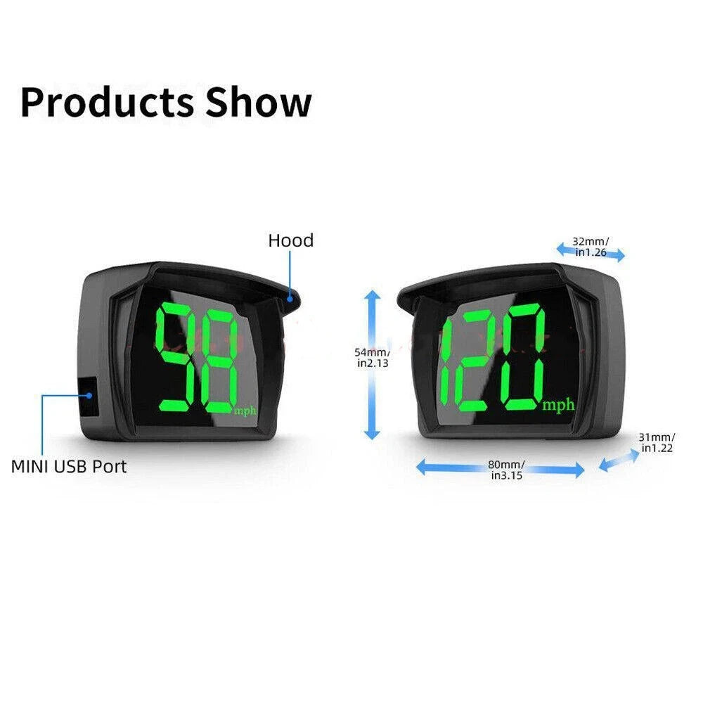 New Universal Car Head Up HUD Display GPS Digital Speedometer Dual Chips KMH MPH Reminder Meter HD LCD Display Plug Play
