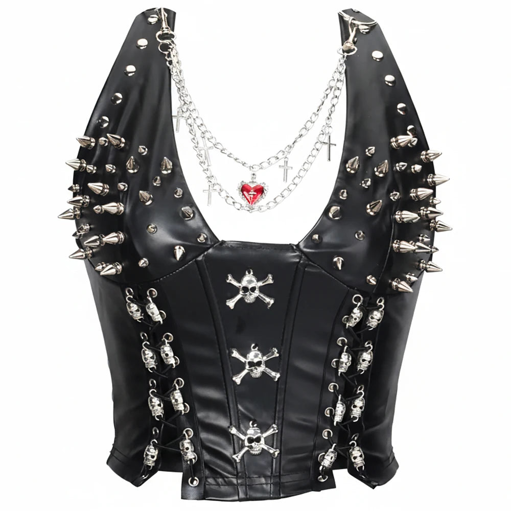 Women's Studded Y2K Grunge Tank Top — Gothic Spiked Cami