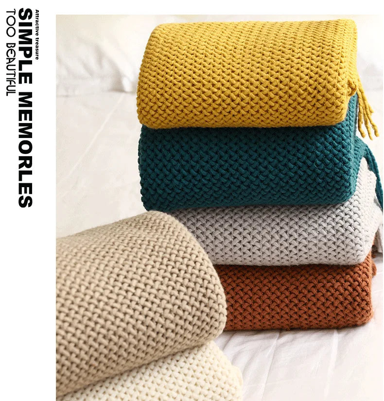 Cable Knit Throw Blanket, Lightweight Farmhouse Throw