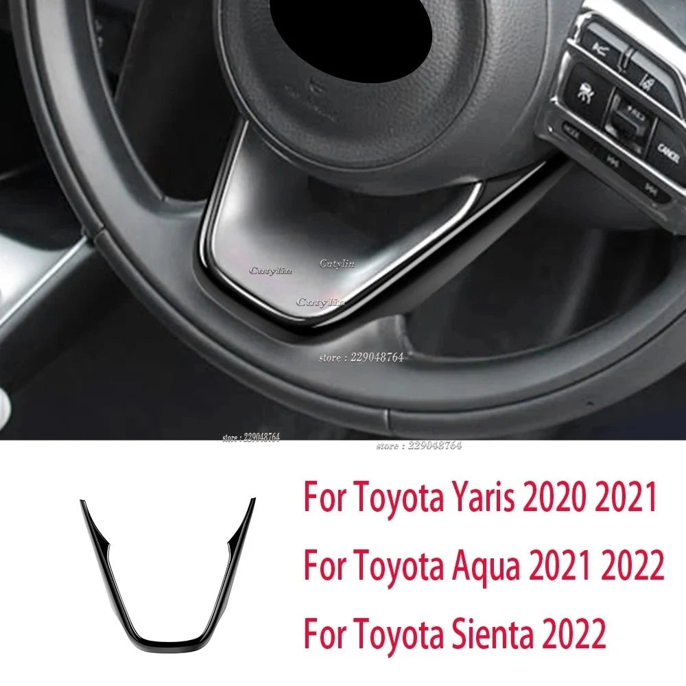 For Toyota Yaris Cross 2020 2021 2022 2023 ABS Black Car Accessories Window Switch Decoration Steering Wheel Frame Cover Trim