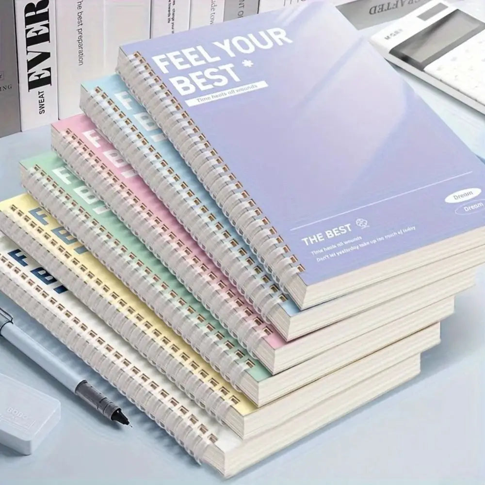 60Sheets/Book High Quality A5 Spiral Notebooks Perforated Pages Color Diary Book Horizontal Line Inner Pages Notepad Gift
