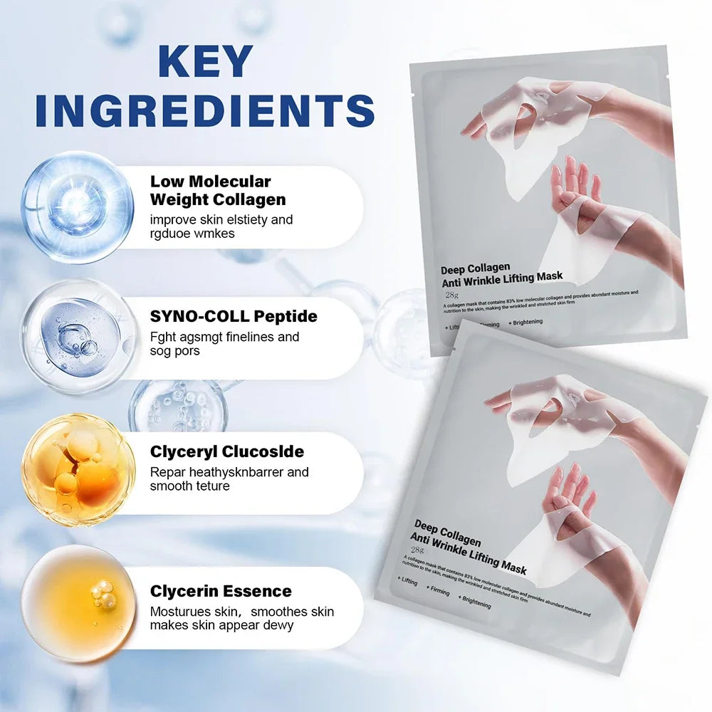 Deep Collagen Anti Wrinkle Lifting Mask Collagen Face Mask Overnight, Deep Collagen Mask for Lifting Firming Moisturizing. women