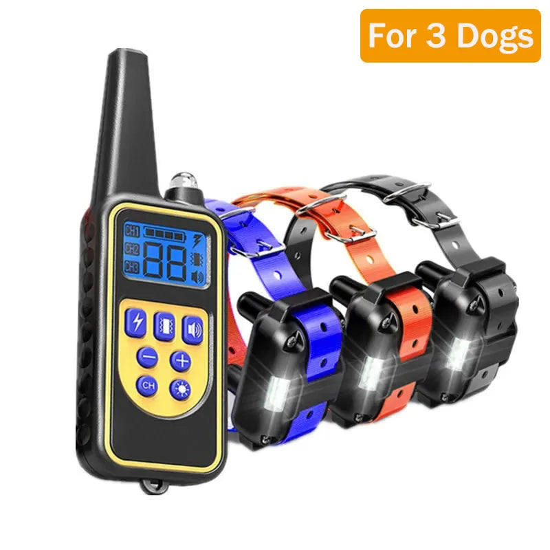 Electric Waterproof Dog Training Collar – Rechargeable Remote Anti-Bark Device | For 1, 2 or 3 Dogs
