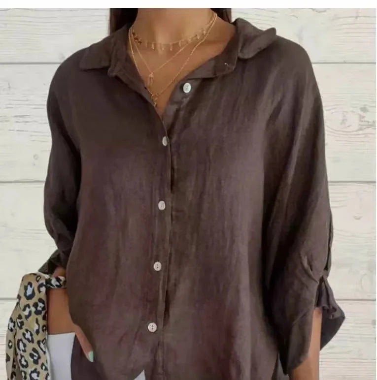 Women's Cotton-Linen T-Shirt — Loose Casual Short-Sleeve Summer Top