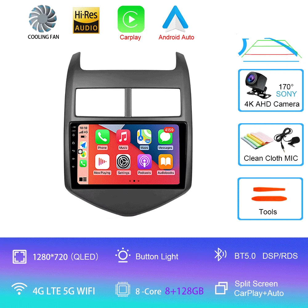 Android 16 Car Radio CarPlay Auto Multimedia Player For Chevrolet Aveo 2 Sonic T300 2011-2015 Navigation GPS 2din Stereo Audio
