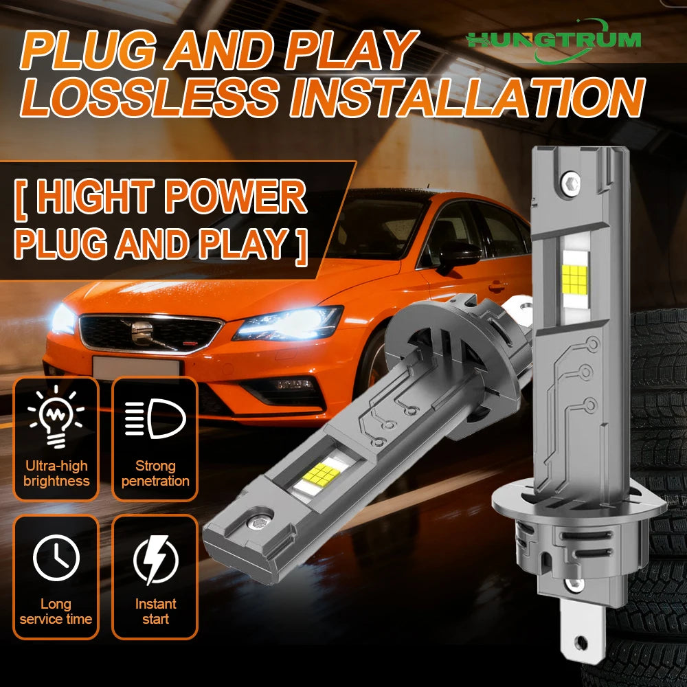 H1 LED Headlights Powerful CANBUS Bulb 1:1 Mini Size Spotlights Lights for Car With Fan Automobile Fog Light Ampoule Led H1