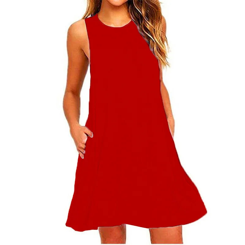 Women's Swing T-Shirt Dress — Loose Beach Cover-Up with Pockets (Plus Size)