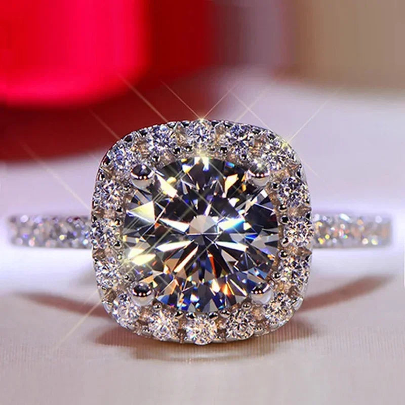 Silver-Tone Engagement Ring – White Zircon Bridal Band