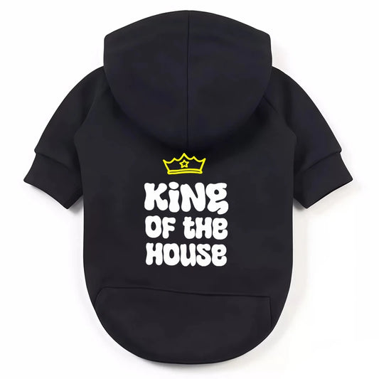 King of the House Dog Hoodie - Funny Crown Print Pet Sweatshirt
