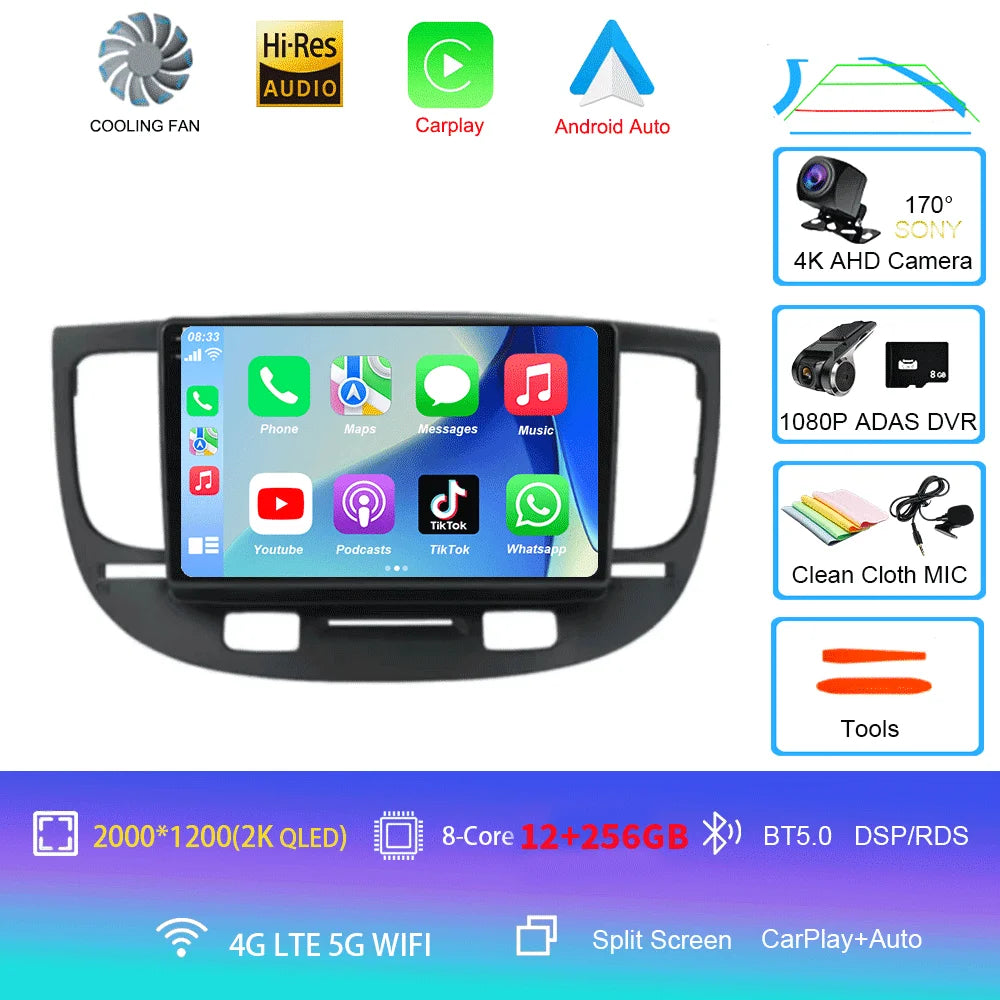 For Kia RIO 2 RIO2 2005 - 2011 Android 16 Bluetooth WIFI Car Radio Multimedia Video Player GPS No 2 Din Free Auto 360 Camera 4G