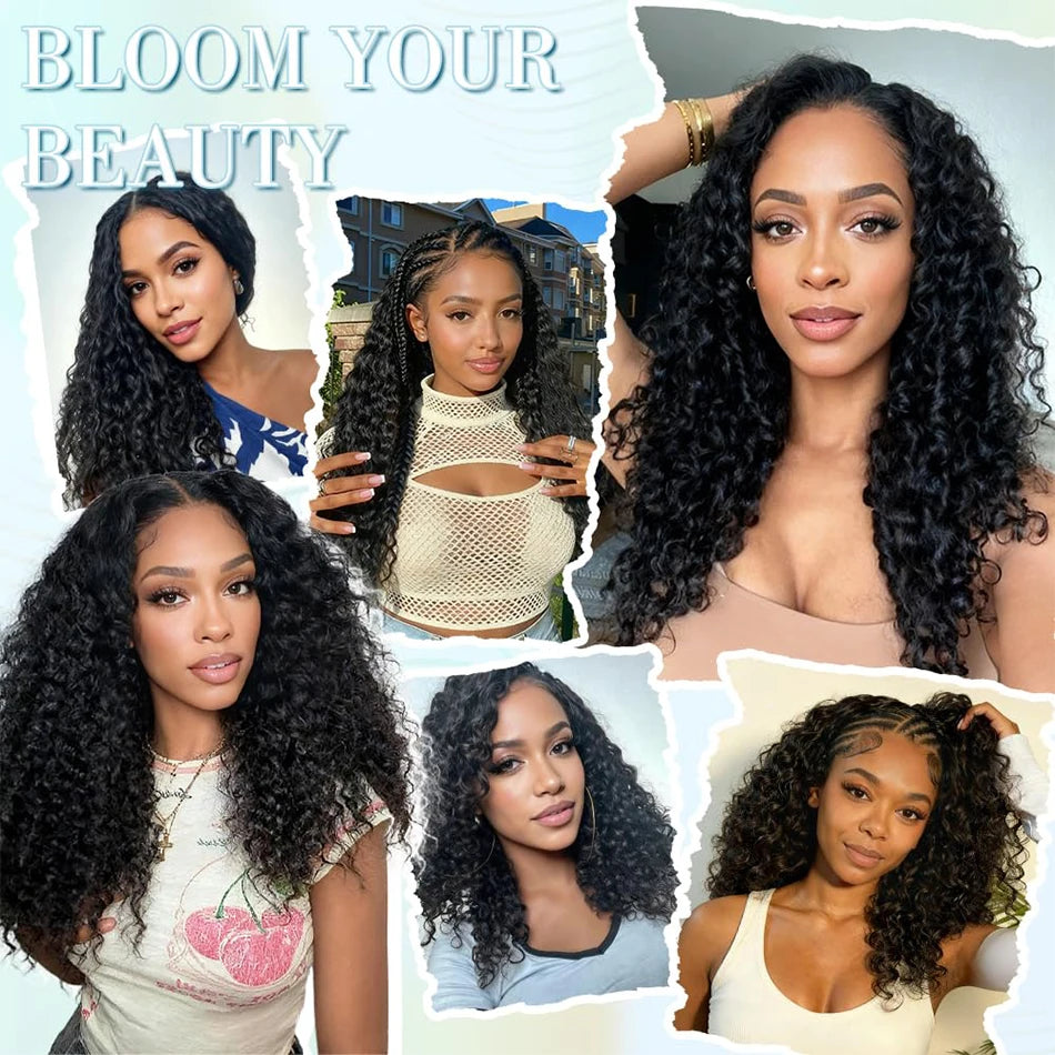 Deep Wave Crochet Human Hair Bundles Boho Braid Hair 100% Remy Pre-Separated Feather Invisible Crochet Hair Extensions For Women