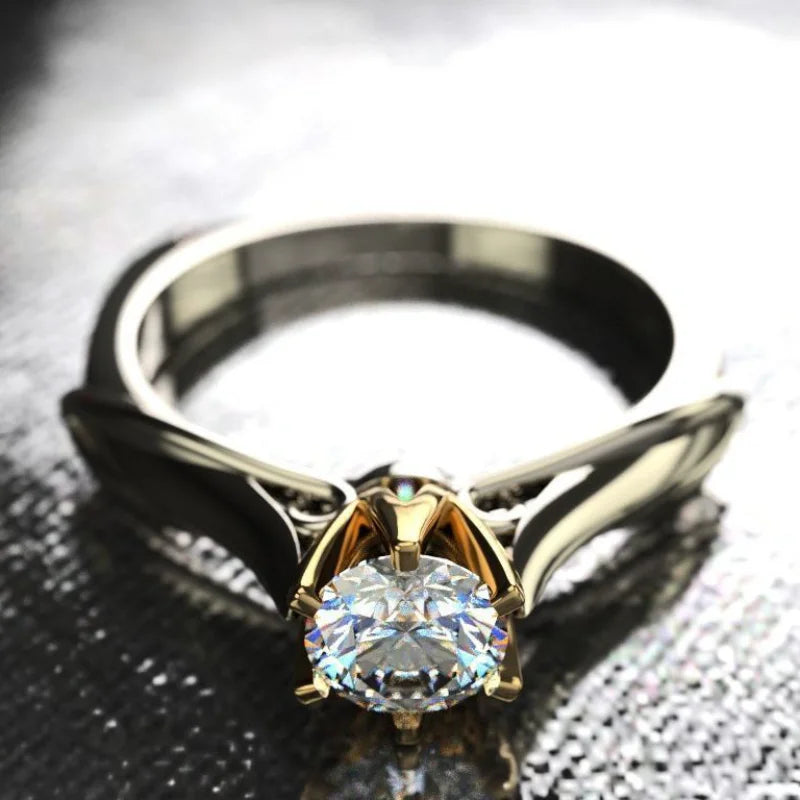 Certified Moissanite Ring for Women - 925 Silver, 18K Gold Plated