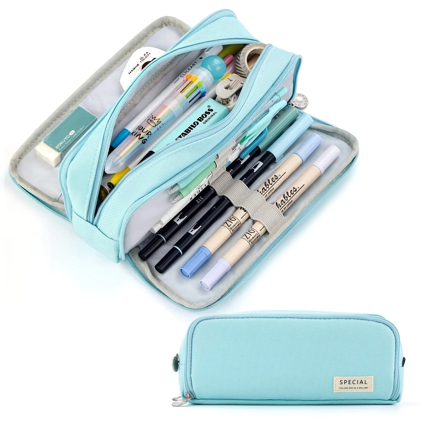 Pink girl-style pencil case with multiple layers and large capacity, sturdy and durable. Perfect partner for stationery storage