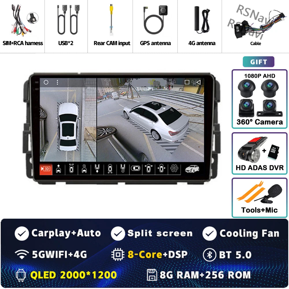 Android 16 Carplay Car Radio for Chevrolet Silverado Impala GMC Yukon Acadia Sierra Multimedia Video Player Navigation Stereo BT