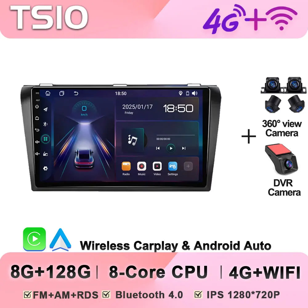 8-Core Android Car Stereo for Mazda 3 (2004–2009) — CarPlay, Android Auto, GPS, 2-DIN, WiFi