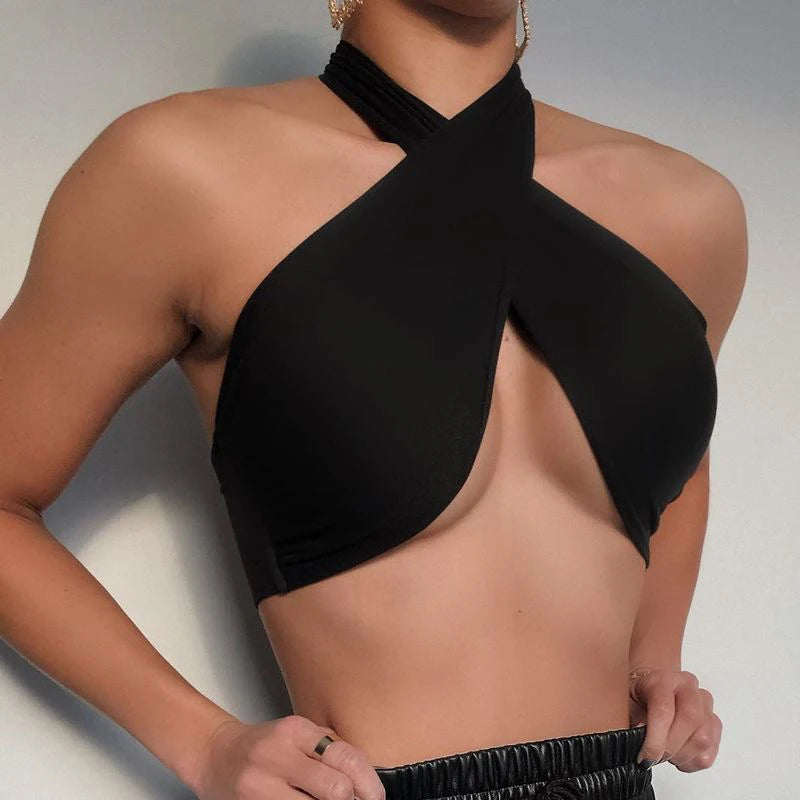 Women's Crossover Back Tops Women's Sex Fashion Off-The-Shoulder Crop Tops Lace-Up Sexy Tank Tops Y2K Tops Women's Summer 2026