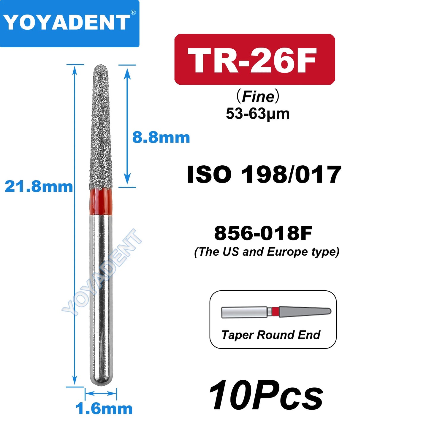 FG Fine Dental Burs Diamond Burs High Speed Turbines Drills Dental Lab Polishing Tools TR/TC/TF/FO/BR/SR/Type 1.6mm 10pcs/Pack