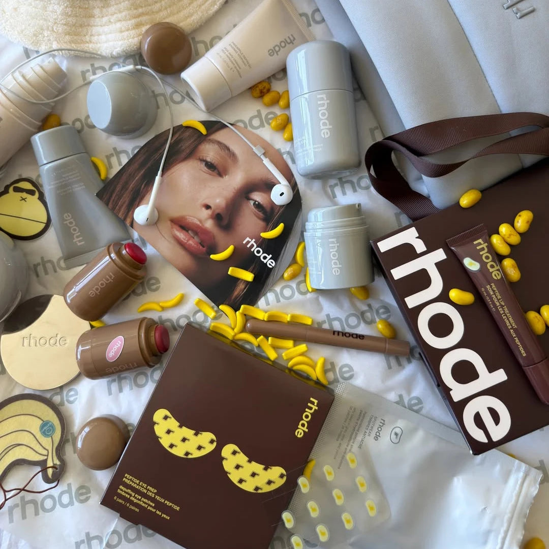 Rhodeskin Peptide Banana Eye Prep Depuffing Eye Patches Care Lip Gloss Blusher Hailey Bieber Skin Makeup Moisturizer Blush Girl