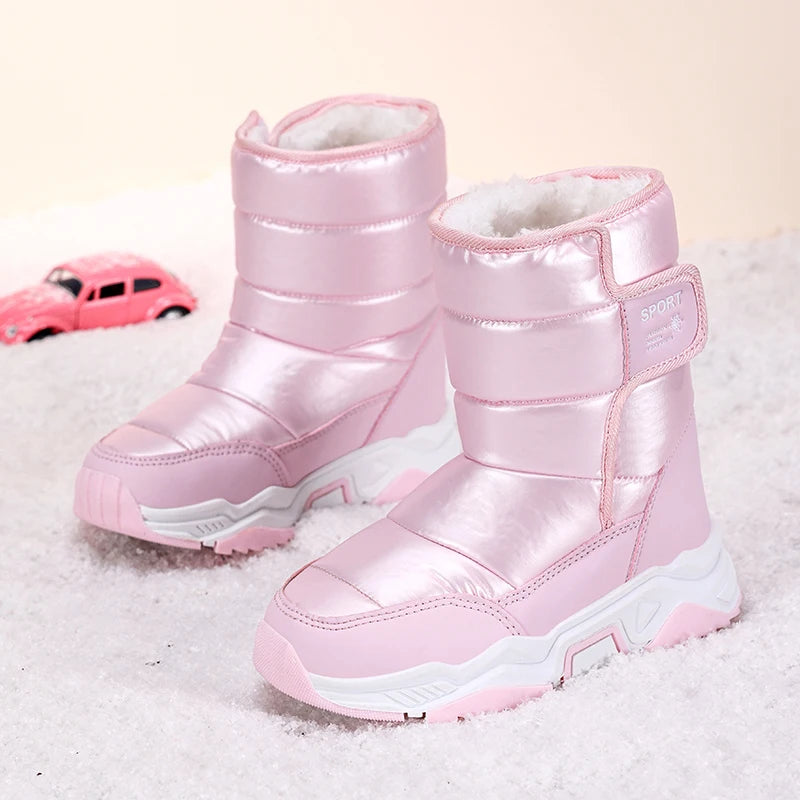 Kids High-Top Snow Boots - Plush Lined Winter Ankle Boots