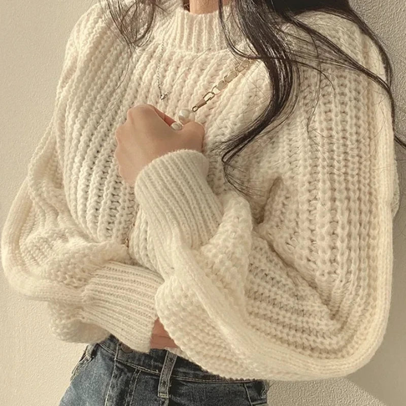 Women's Lantern Sleeve Loose Knit Sweater