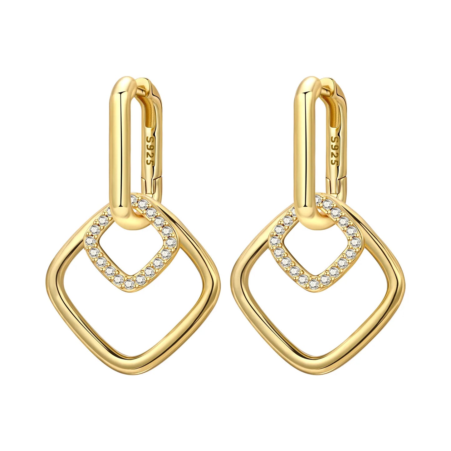 Original 2026 S925 Sterling Silver Zircon 18K Gold Lining Vintage Hoop Earrings for Women Birthday Party Wedding Gift Jewellery