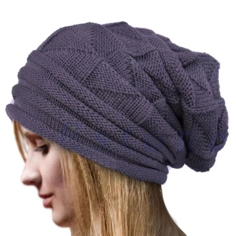 Winter Knitted Hat for Women Baggy Slouchy Beanie Hats Outdoor Warm Cap Bonnet Female Snow Skiing Warm Woolen Caps