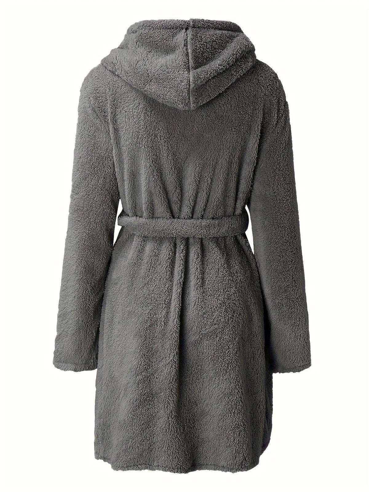 Women's Hooded Fleece Robe with Belt
