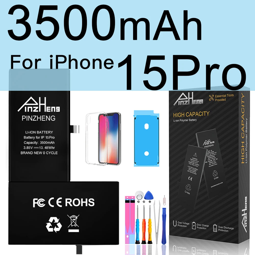 PINZHENG Real High Capacity Battery For iPhone 14 15 14 Pro 15 Pro 14 Pro Max 15 Pro Max 14 Plus 15 Plus Replacement Batteries