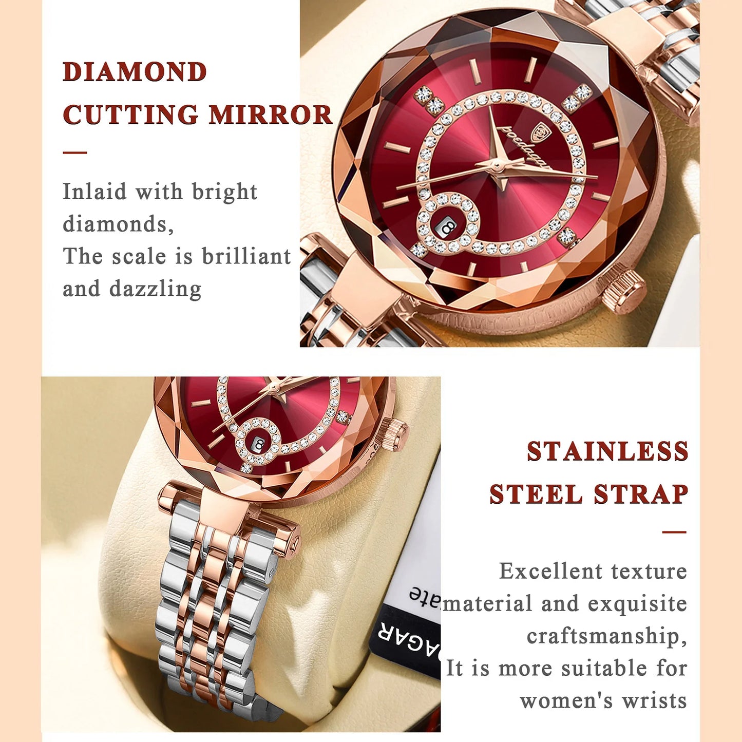 POEDAGAR High Quality Exquisite Wristwatch For Woman Waterproof Stainless Steel Date Quartz Ladies Watch Elegant Women's Watches