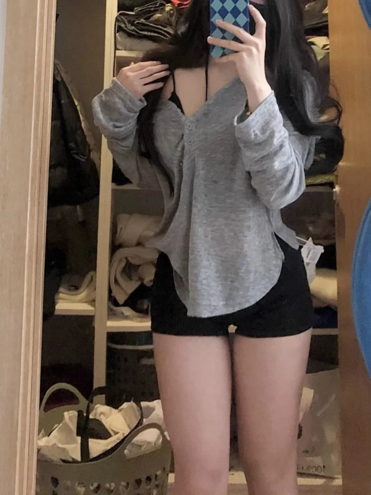 Sexy Pullovers Women T-shirts Casual Tops Long Sleeve Basic Clothes Autumn All-match Simple Tee Shirt Slim Gentle Seductive