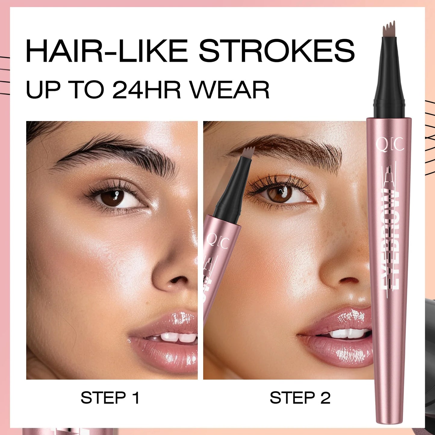 4 Fork Tip Eyebrow Pencil 3D Microblading Waterproof Dark Brown Natural Colour Fine Stroke Magic Eyebrow Pencil 2026 New Ladies