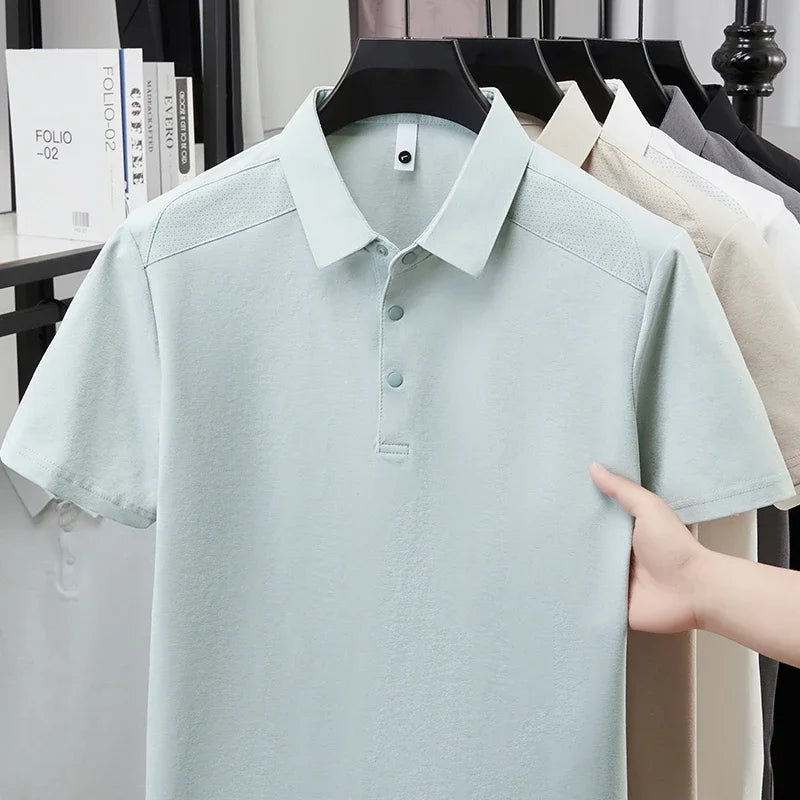 Men's Lapel Polo Tee - Breathable Soft Stretch, Summer Daily Wear