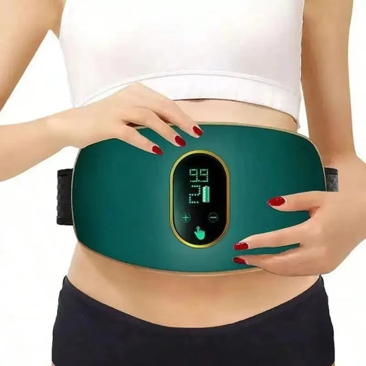 Vibration Abdomen Slimming Machine – EMS Fat Burning Waist & Belly Massage Fitness Device (White/Green)