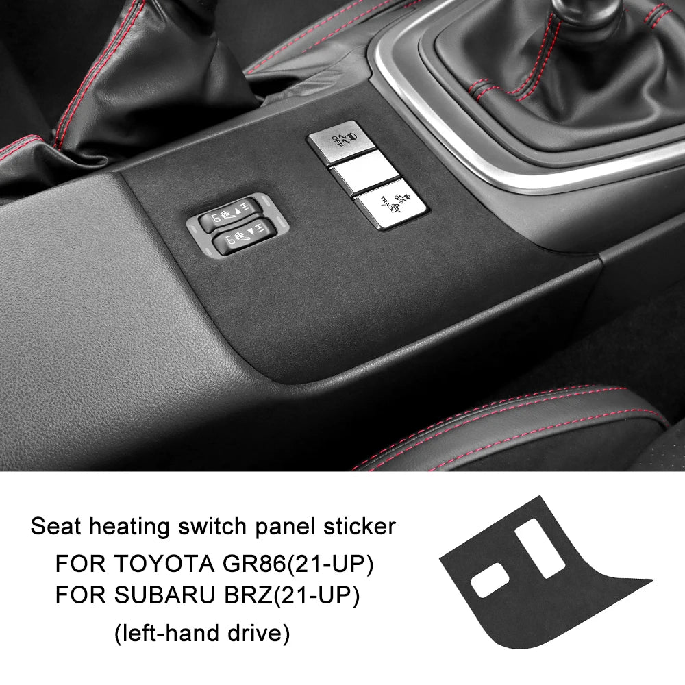 Top Suede Car Seat Heat Button Cover For Subaru BRZ Toyota GR86 2021 2022 2023 2024 2025 Sticker Interior Trim Accessories