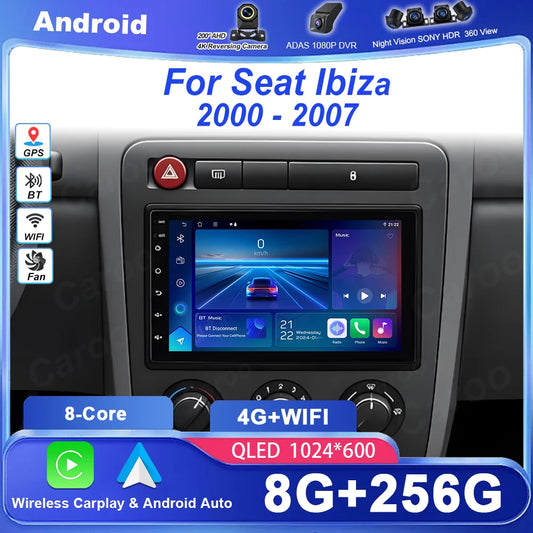 7" Car Stereo with Apple CarPlay & Android Auto, Compatible with Seat Ibiza
