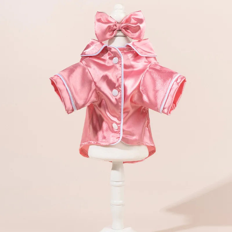 Satin Dog Pajama Set with Bow Headband - Small Dogs & Cats – photo 7