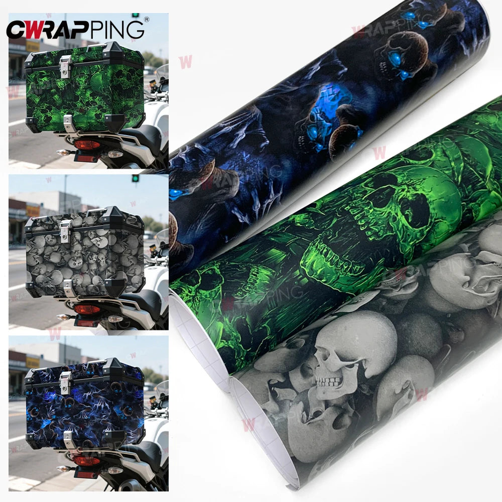 Skull Camo Car Wrap Vinyl — Motorcycle &amp; Auto Body Sticker Film