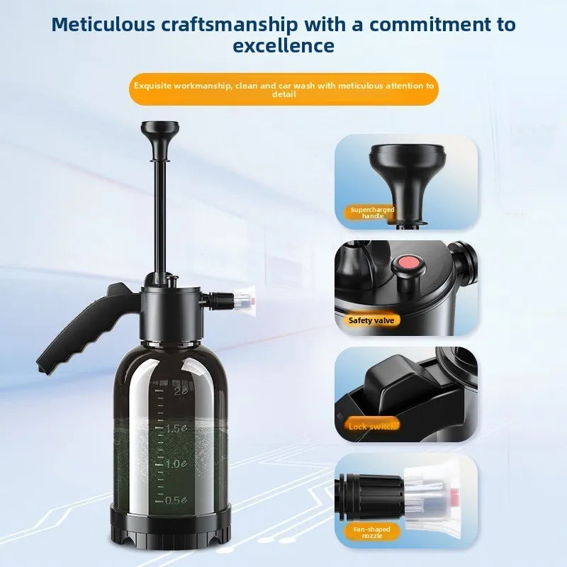 2L High Pressure Car Wash Foam Sprayer Bottle with Foam Nozzle for Auto Cleaning and Detailing