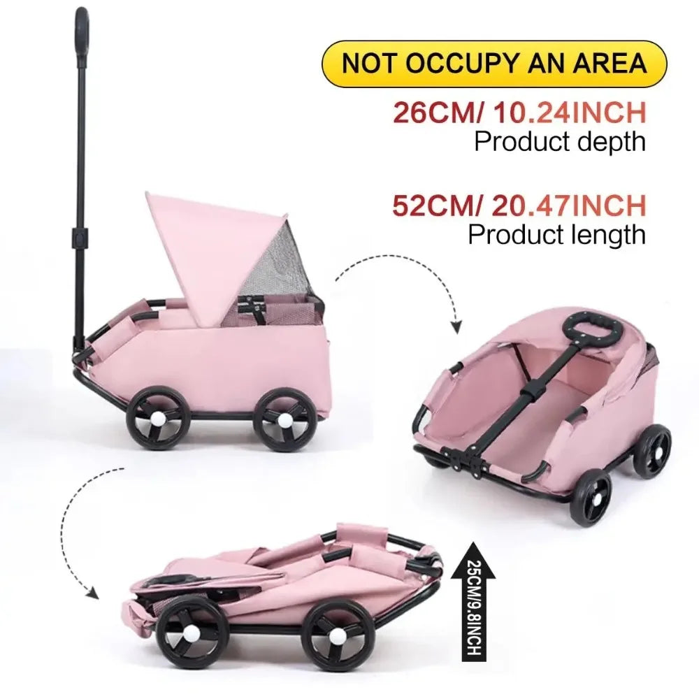 Foldable Push-Pull Pet Stroller - Portable Dog & Cat Cart – photo 3