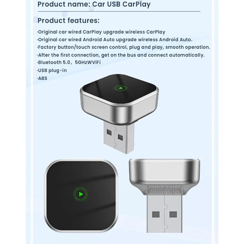 2in1 Wireless CarPlay Dongle Wired to Wireless Android Auto Car Radio Type-C USB Plug and Play for Audi Toyota VW Benz for OEM