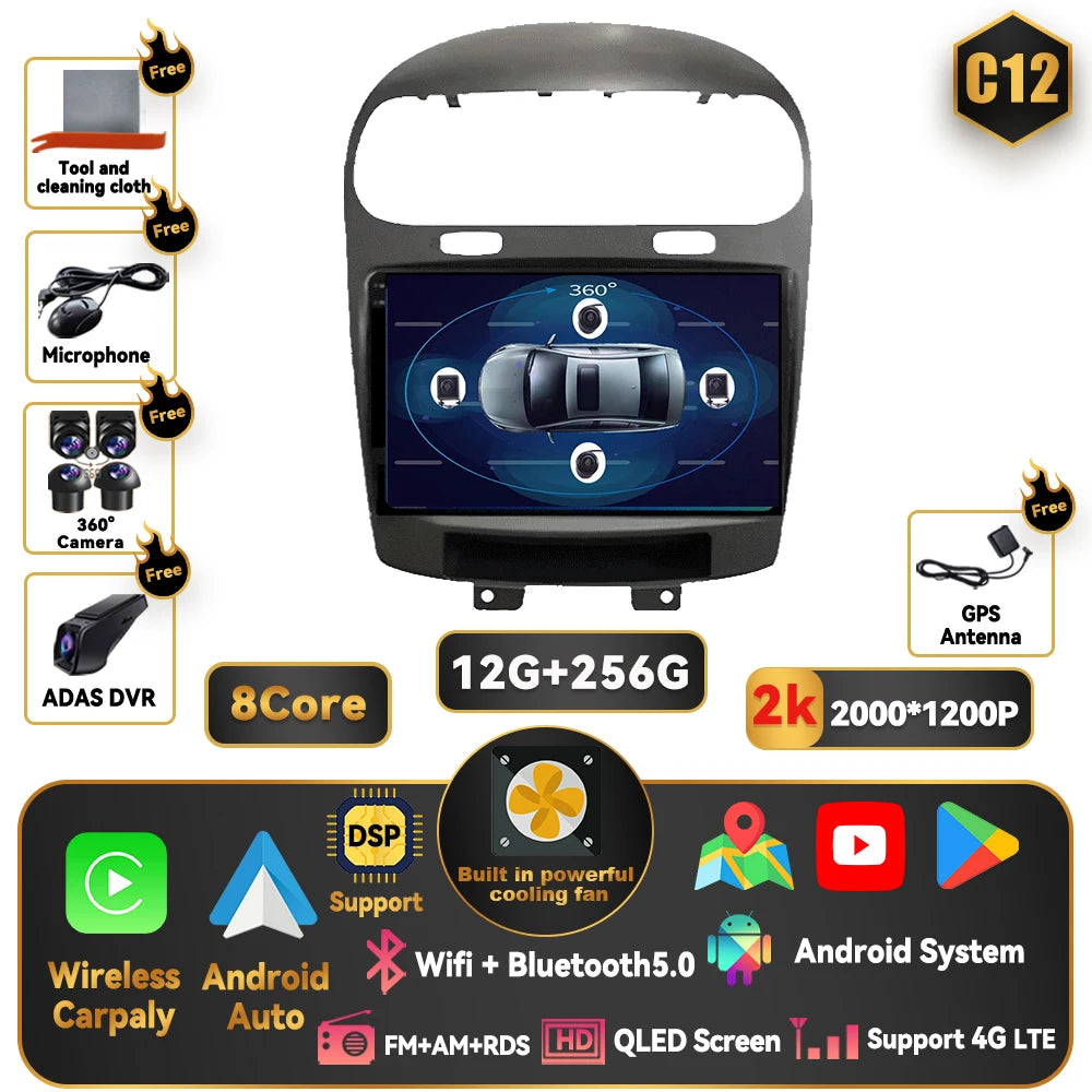 Car Stereo with Apple CarPlay & Android Auto, Compatible with Dodge Journey JC (2011-2020)