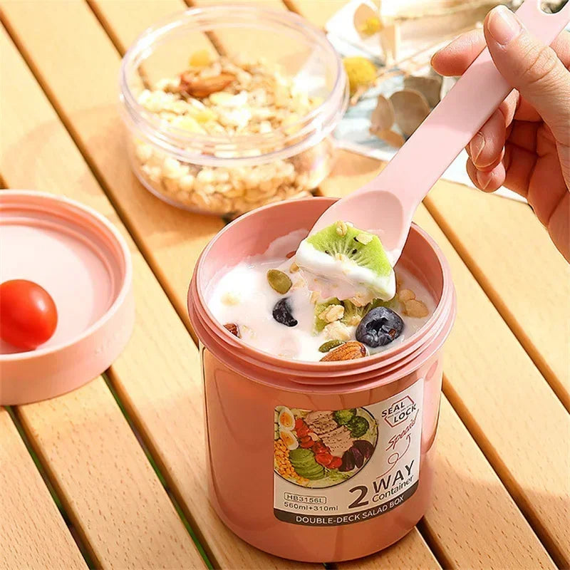 Salad & Breakfast To-Go Cup - Double Layer Yogurt Cereal Container - photo 5