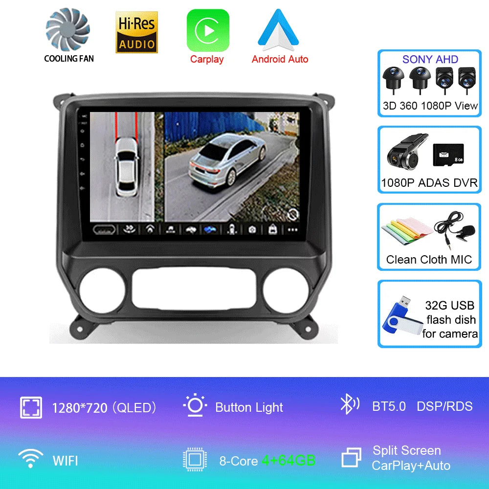 2K Android Car Stereo with CarPlay & Android Auto — Chevrolet Silverado (2014–2018)