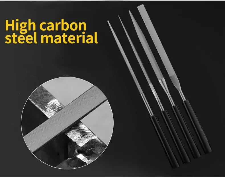 10 Pieces of Mixed Small File Set Plastic Handle Shaping Triangular Polishing Metal Steel File Flat File Hand Tools Files Set