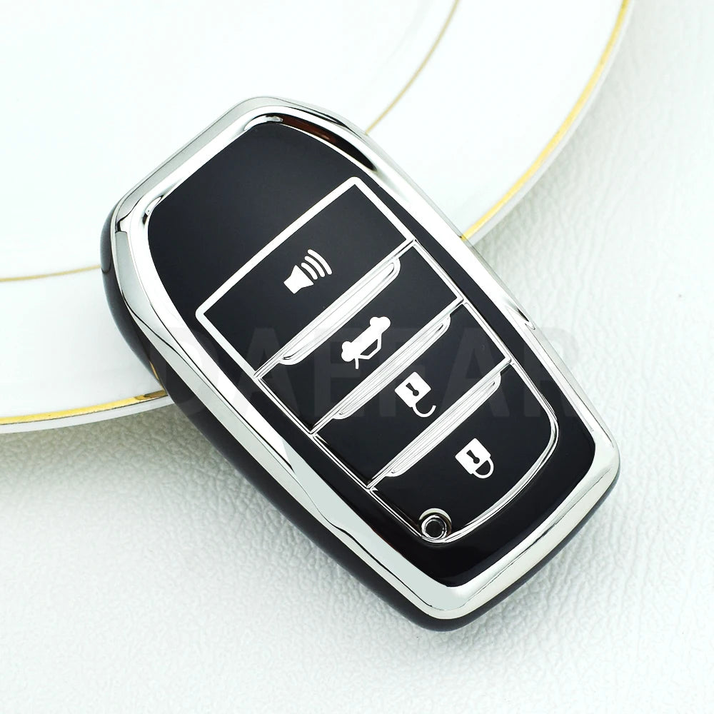 4 Buttons TPU Car Key Case Cover Remote Fob Shell For Toyota Hilux Revo Innova Rav4 Fortuner Skin Key Chain Holder Protector