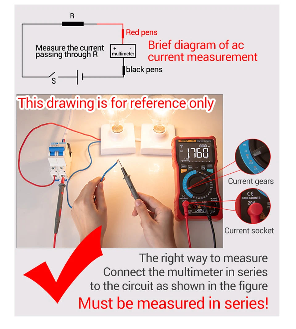ANENG SZ305 Digital Multimeter Professional AC/DC Voltage Ammeter Capacitor hFE Triode NCV Voltage Induction Electrician Tester