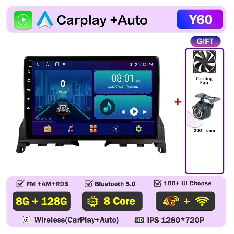 Car Stereo with Apple CarPlay & Android Auto, Compatible with Mercedes-Benz C-Class W204 S204 (2007-2010)