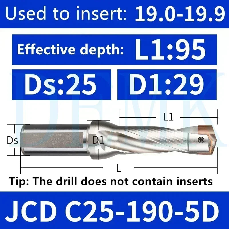 JCD Crown U-Drill Rod 10-25mm, Internal Cooling Indexable Drill